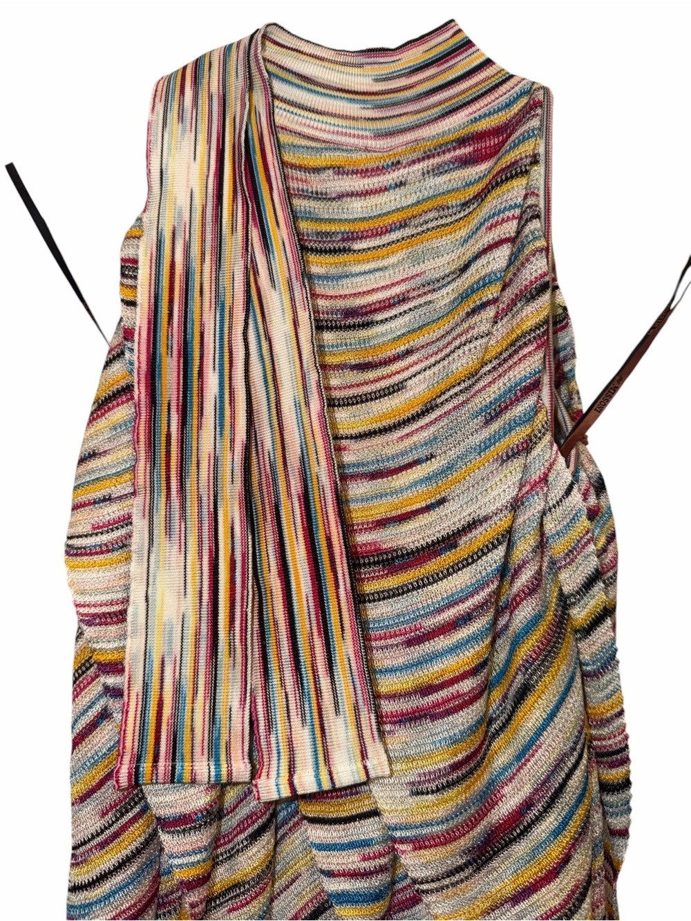 Missoni White Multicolor Ruffle Mini Dress Bow Knit 4 Wedding Guest Party NWT 🟡 - Picture 8 of 14